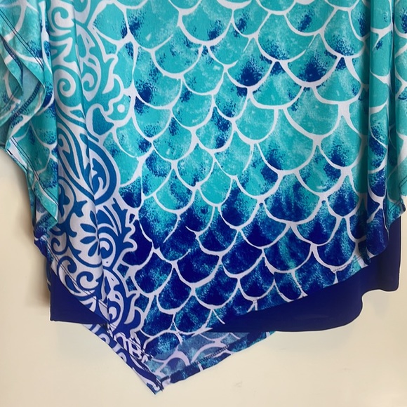 Nygard Woman’s Blouse, Size: M, Color: aqua-blue, Royal-blue, white - Picture 7 of 17